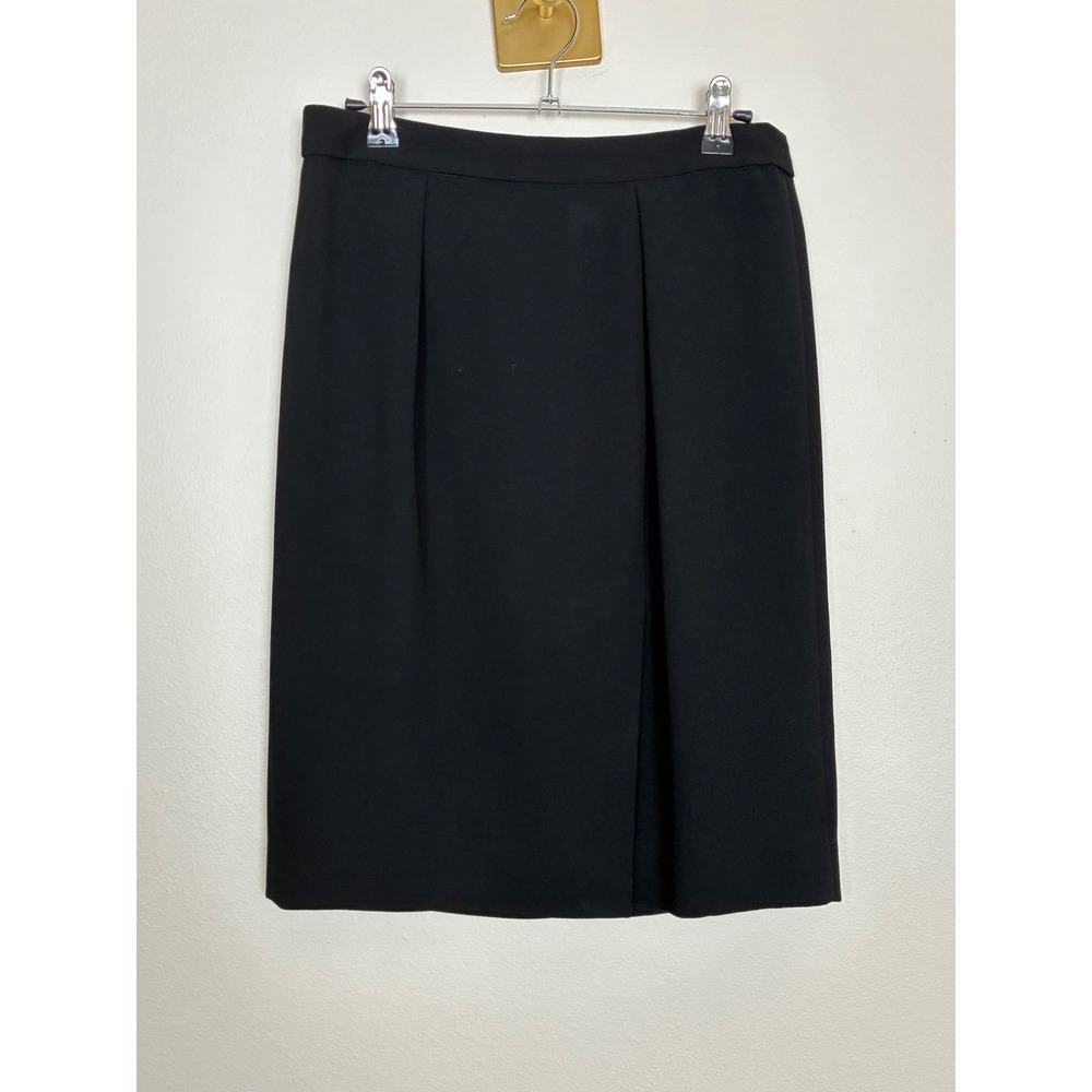 J.Crew Black Pleated Front‎ Pencil Skirt Size 2 A2981 Office Professional Lined